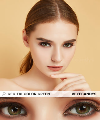 GEO Tri-Color Green Color Contact Lens for Dark Eyes - Eyecandys