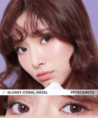 EyeCandys Glossy Coral Hazel Colored Contacts Circle Lenses - EyeCandys
