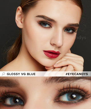 EyeCandys Glossy VG Blue Color Contact Lens for Dark Eyes - Eyecandys