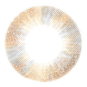 Design of the i-DOL Arsha Sweet Brown coloured contact lens from Eyecandys on a white background, showing the dotted patterns meant to mimic those of the human iris.