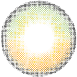 Design of the i-Sha Arendelle Brown coloured contact lens from Eyecandys on a white background, showing the dotted patterns meant to mimic those of the human iris.