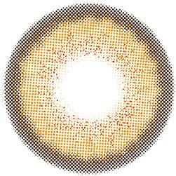 Design of the i-Sha Melo Art Almond Brown coloured contact lens from Eyecandys on a white background, showing the pixel dotted detail and limbal ring.
