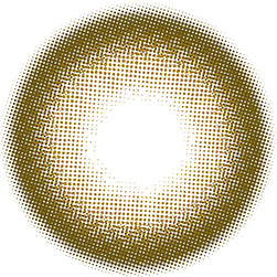 Design of the i-Sha Shine Smile Butter Muffin Brown coloured contact lens from Eyecandys on a white background, showing the dotted patterns meant to mimic those of the human iris.