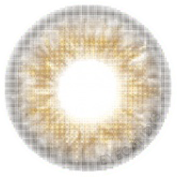 Design of the i-Sha Twenty Wish Love Brown coloured contact lens from Eyecandys on a white background, showing the pixel dotted detail and limbal ring.