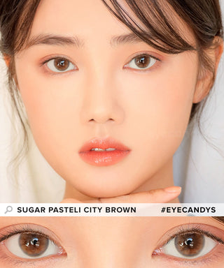 i-Sha Sugar Pasteli City Brown Natural Color Contact Lens for Dark Eyes - EyeCandys