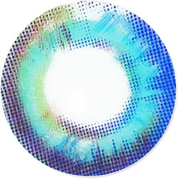 Pixel detail of the EyeCandys Prism Blue Color Contact Lens on a white background
