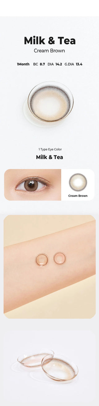 Chuu Milk & Tea Cream Brown Natural Color Contact Lens for Dark Eyes - EyeCandys