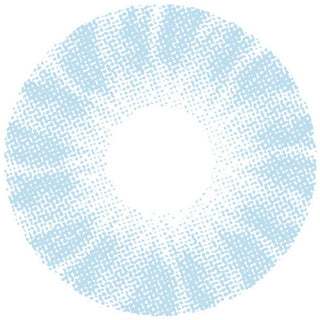 Close up detailed view of Shade Blue contact lens design showing dots and a radial pattern by EyeCandys