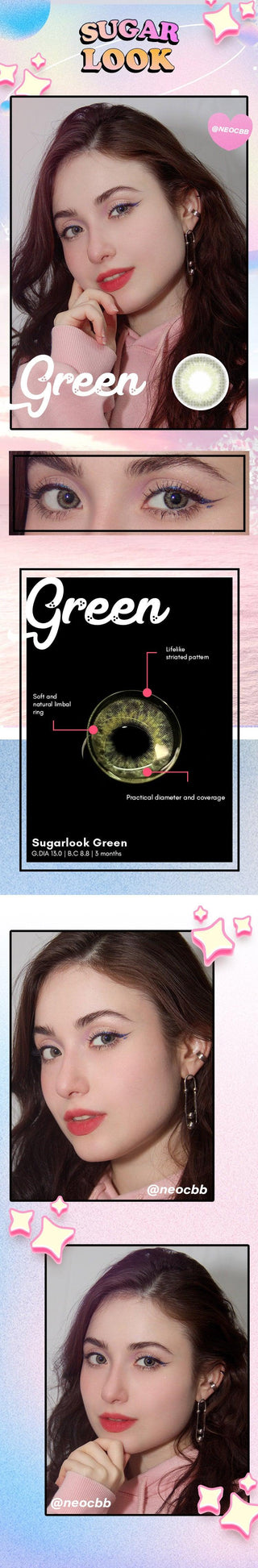 Limited Edition Sugarlook Green Lens (1 PAIR) Color Contact Lens - EyeCandys