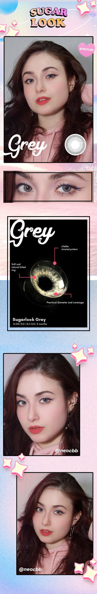 Limited Edition Sugarlook Grey Lens (1 PAIR) Color Contact Lens - EyeCandys