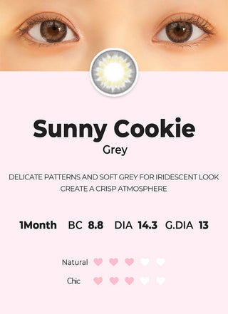 Chuu Sunny Cookie Grey Natural Color Contact Lens for Dark Eyes - EyeCandys